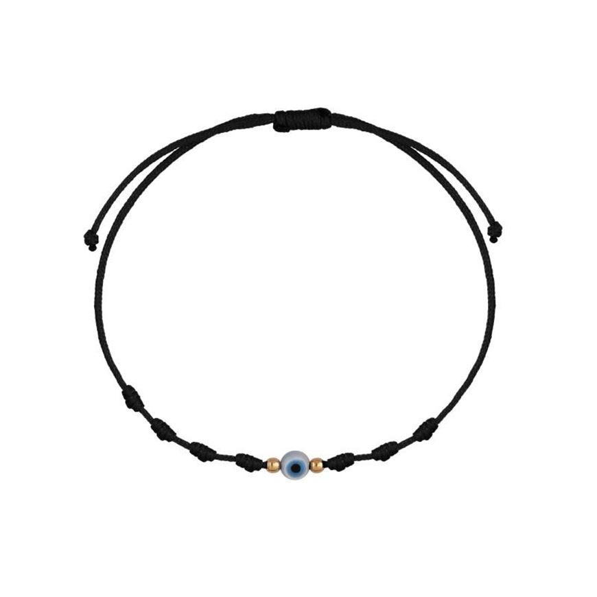 Foto de Pulsera 7 nudos nylon negro Ojo cristal mini y bolitas oro amarillo 18kt