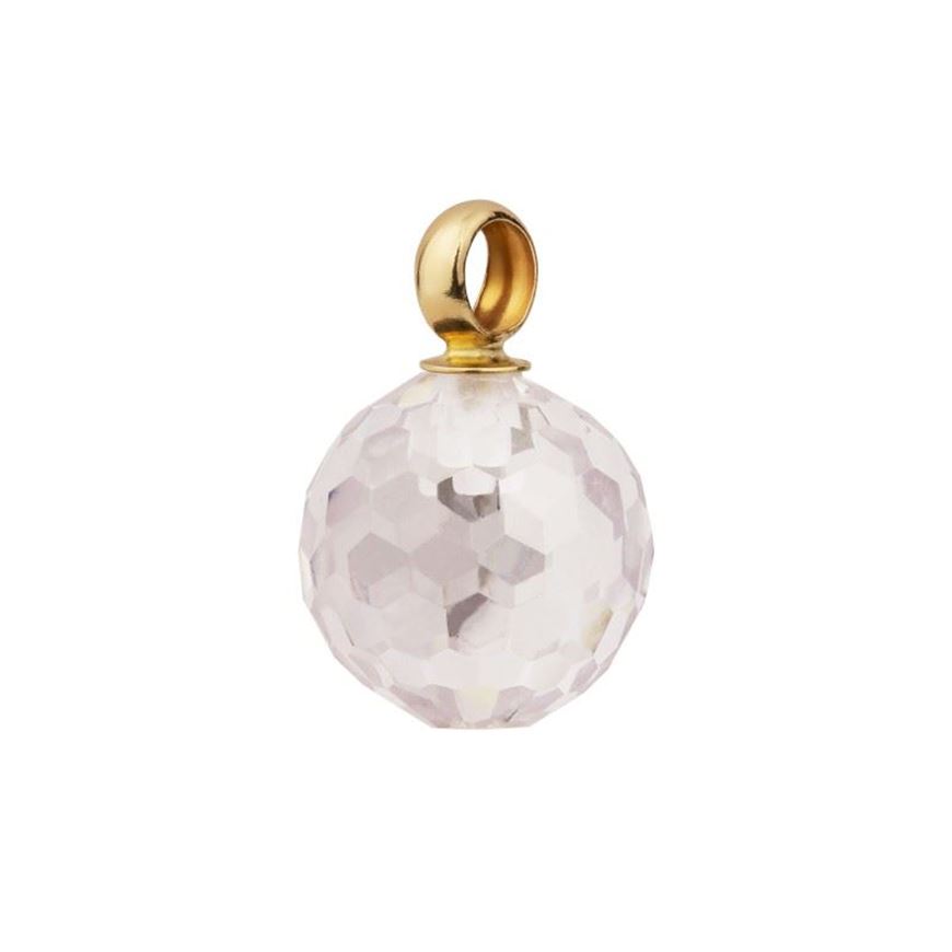 Foto de Colgante bola facetada rosa claro 8mm con anilla de oro amarillo 18kt