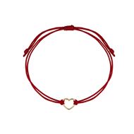 Foto de Pulsera nylon rojo corazón de oro amarillo 18kt