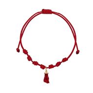 Foto de Pulsera 7 nudos nylon rojo Puño protector coral en oro amarillo 18kt