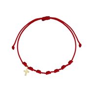 Foto de Pulsera 7 nudos nylon rojo Cruz mini en oro amarillo 18kt