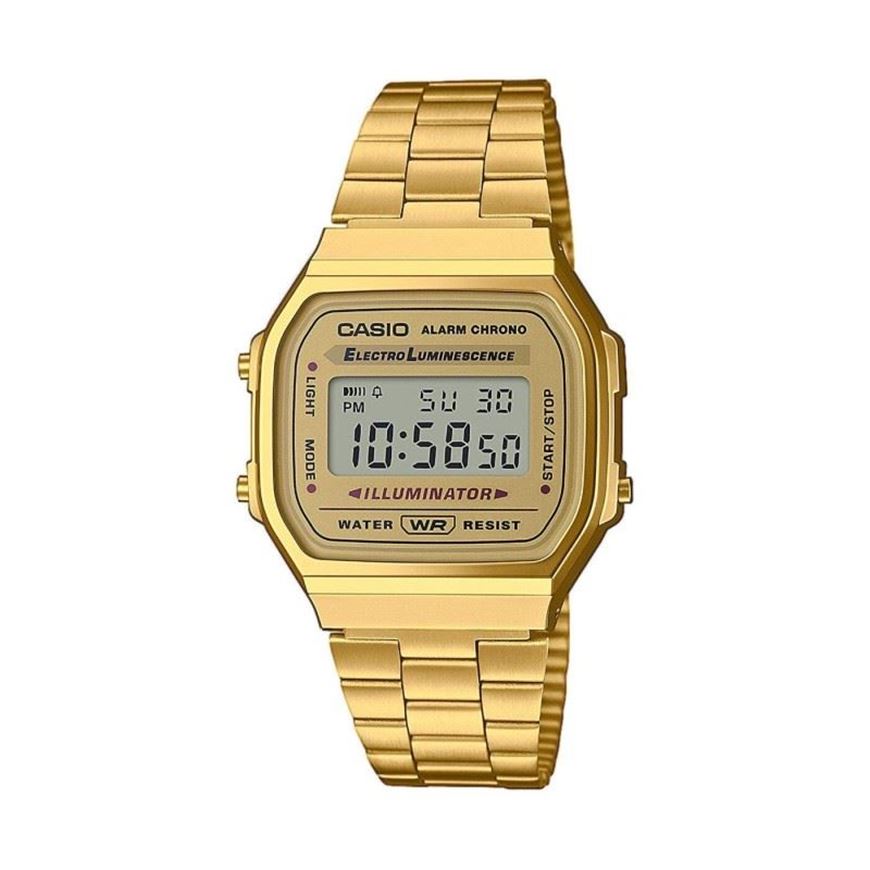 Foto de Reloj unisex retro Casio digital acero dorado