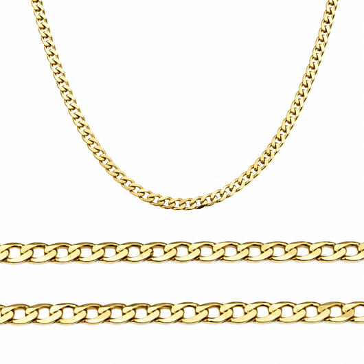 Picture of Cadena oro amarillo 18kt, eslabón barbado diamantado extraplano, grosor 1,55mm, longitud 50cm