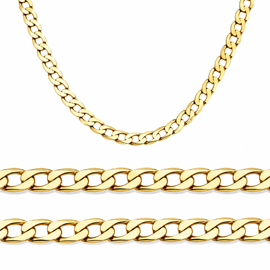 Picture of Cadena oro amarillo 18kt, eslabón barbado diamantado extraplano, grosor 1,90mm, longitud 45cm