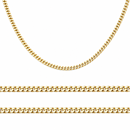 Picture of Cadena oro amarillo 18kt, eslabón barbado tupido plano, grosor 1,70mm, longitud 50cm
