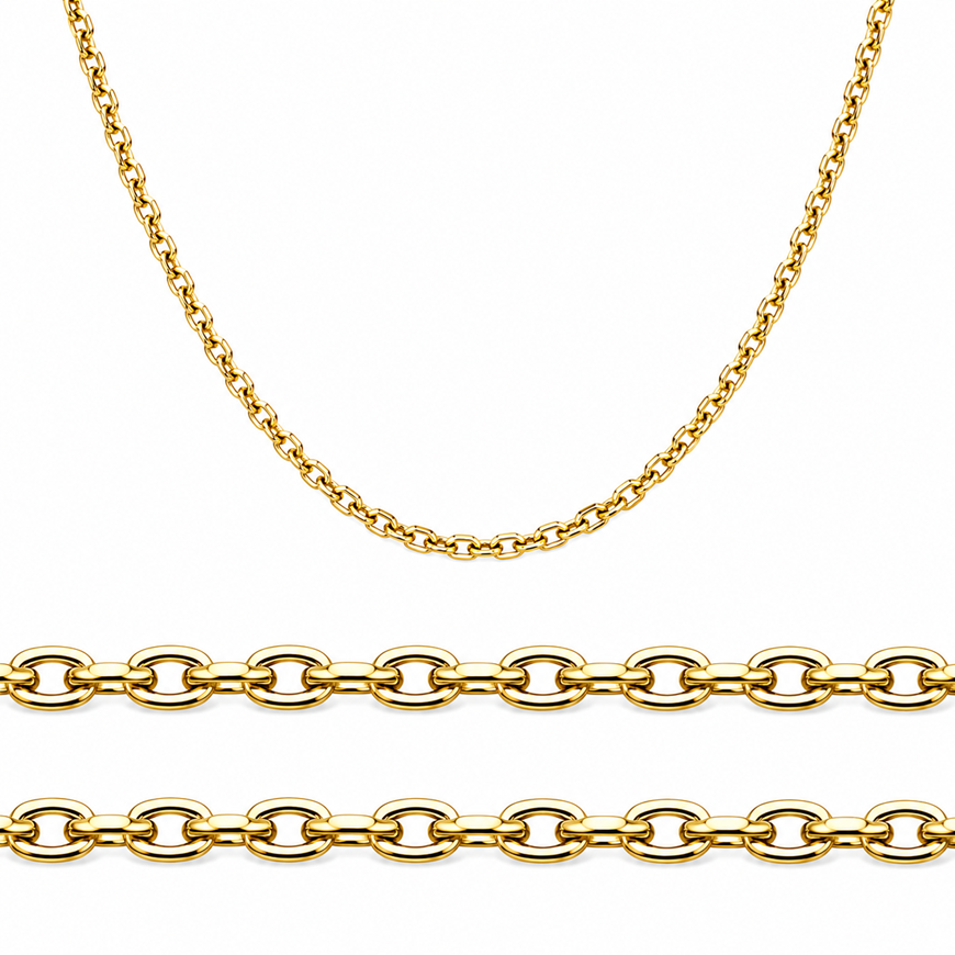 Foto de Cadena oro amarillo 18kt eslabón forzado redondo tupido, grosor 0,90mm, longitud 50cm