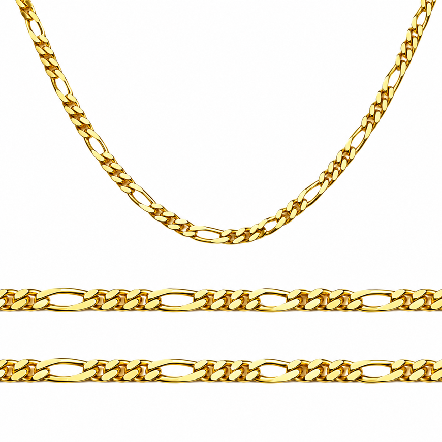 Foto de Cadena oro amarillo 18kt eslabón programado 3x1, grosor 1mm, longitud 50cm