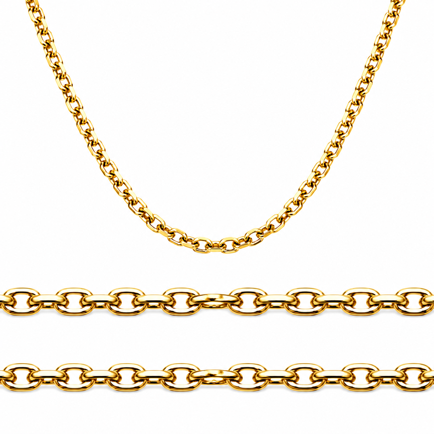 Foto de Cadena de oro amarillo 18kt eslabón forzado redondo 0,60mm, longitud 50cm