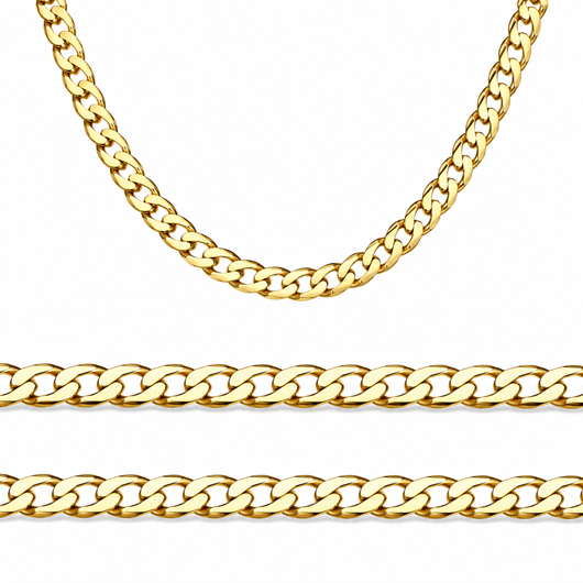 Foto de Cadena oro amarillo 18kt eslabón barbado lapidado 2,5mm, longitud 50cm