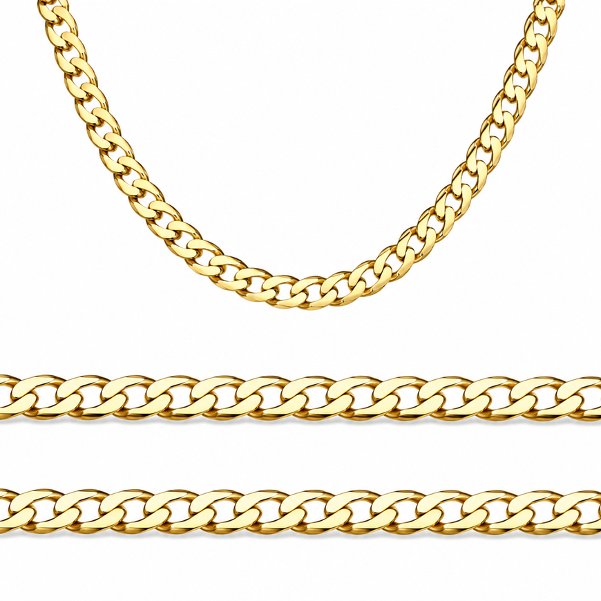 Foto de Cadena oro amarillo 18kt eslabón barbado lapidado 2,5mm, longitud 50cm