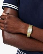 Foto de Reloj de acero dorado René para mujer con esfera blanca
