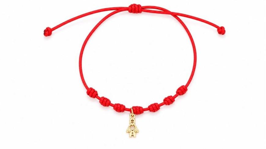 Foto de Pulsera 7 nudos roja charm virgen de Loreto oro 18k