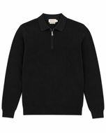 Foto de Jersey de punto cuello polo con cremallera color negro