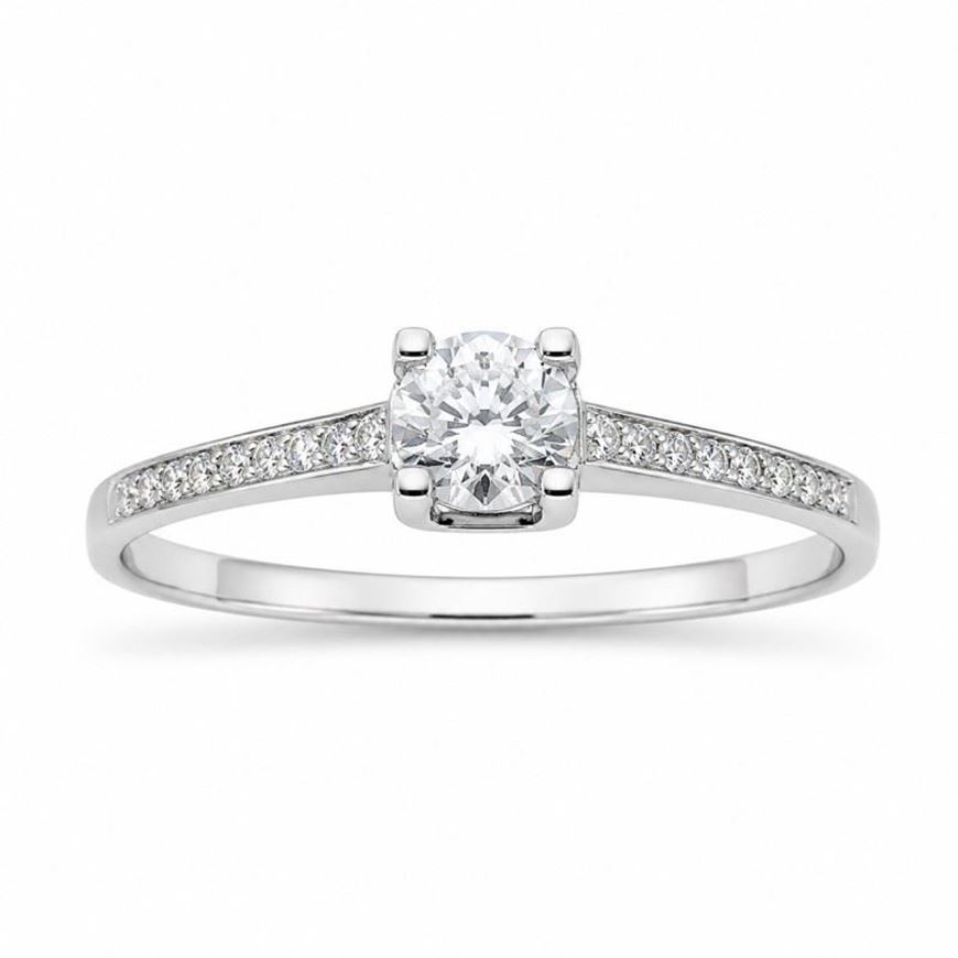 Foto de Anillo oro blanco 18kt con diamante central 0,30 ct 