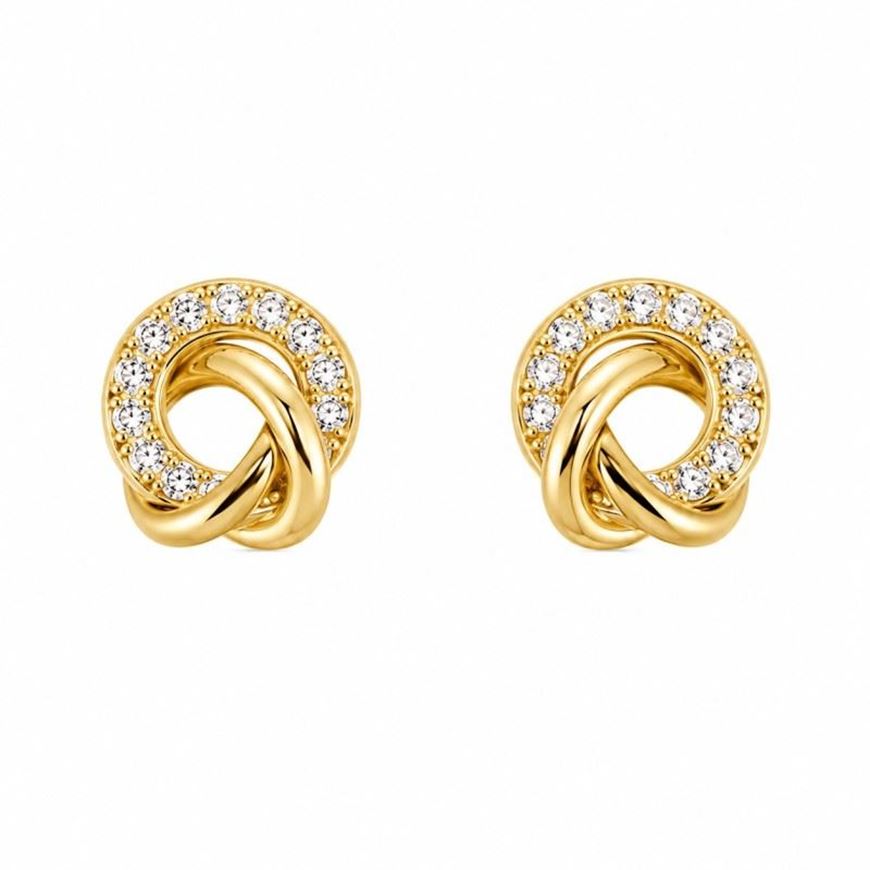 Foto de Pendientes oro amarillo18 kt  triple aro con circonitas