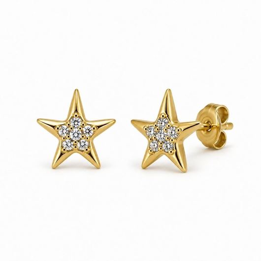 Foto de Pendientes oro amarillo 18 kt estrella de mar con circonitas