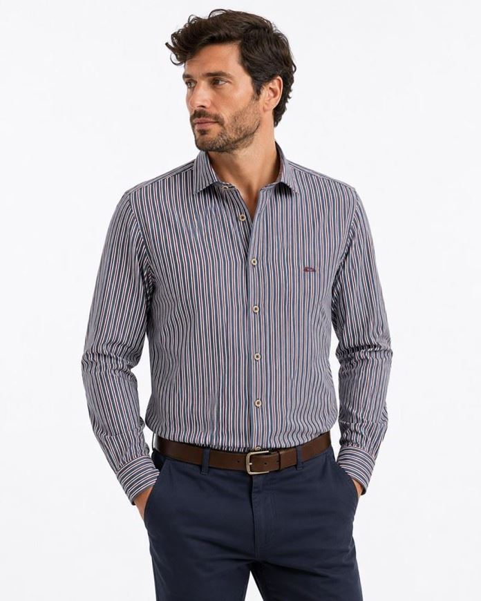 Foto de Camisa DB multirayas azul/blanco/burdeos regular fit