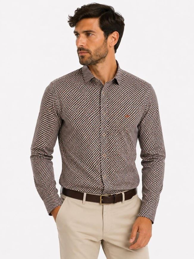 Foto de Camisa DB estampado geométrico verde/marrón regular fit