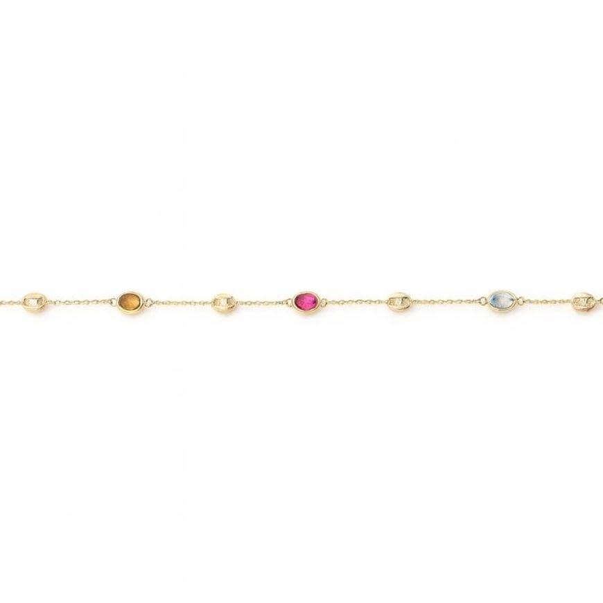 Foto de Pulsera oro amarillo 18 kt con circonitas de color y calabrote