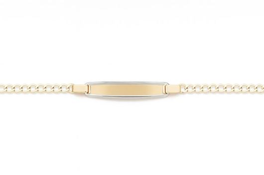 Foto de Pulsera esclava de bebé oro amarillo 18kt con placa bicolor