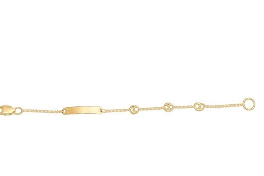 Foto de Pulsera Esclava de Bebé en Oro Amarillo 18kt con Placa y Eslabones Calabrote