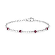 Foto de Pulsera de oro blanco 18kt y 5 rubís 0,12ct total