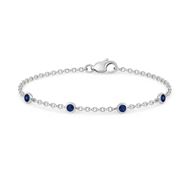 Foto de Pulsera de oro blanco 18kt y 5 zafiros 0,12ct total