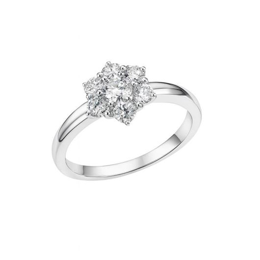 Picture of Anillo de oro blanco 18kt y rosetón de circonitas blancas