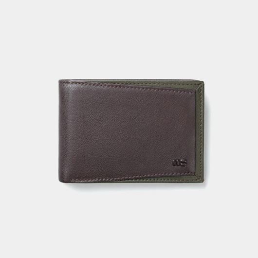 Foto de Cartera Milano con tarjetero en piel de vacuno marrón/verde