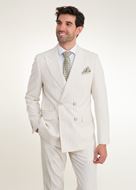 Foto de Traje cruzado slim fit blanco raya diplomática negra
