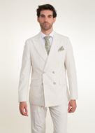 Foto de Traje cruzado slim fit blanco raya diplomática negra