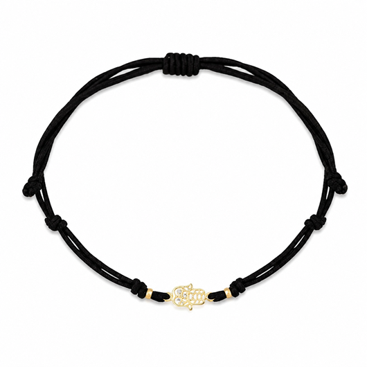 Foto de Pulsera 7 nudosnylon negro Ojo Nazar mini en oro amarillo 18kt