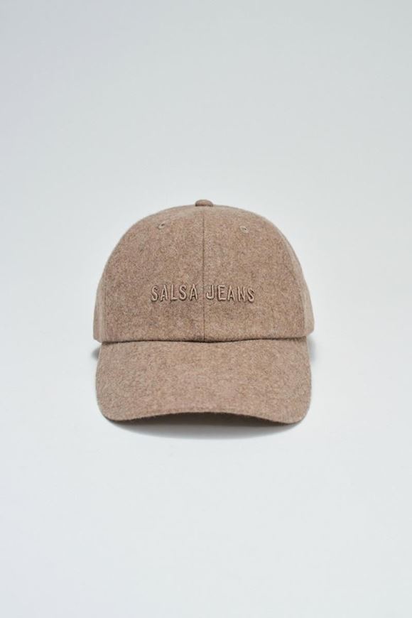 Foto de Gorra de lana con logo bordado color arena