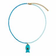 Foto de Collar cuentas bicolor de apatita y amazonita + colgante pez turquesa