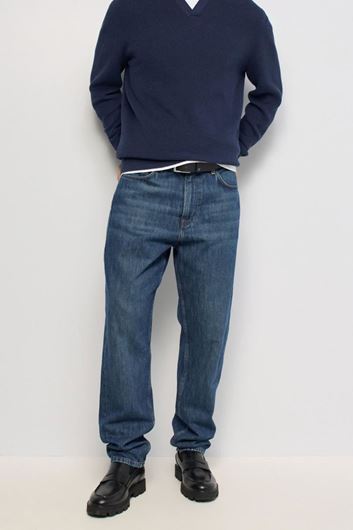 Foto de Pantalones vaqueros Relaxed Fit cierre cremallera y botón azul 