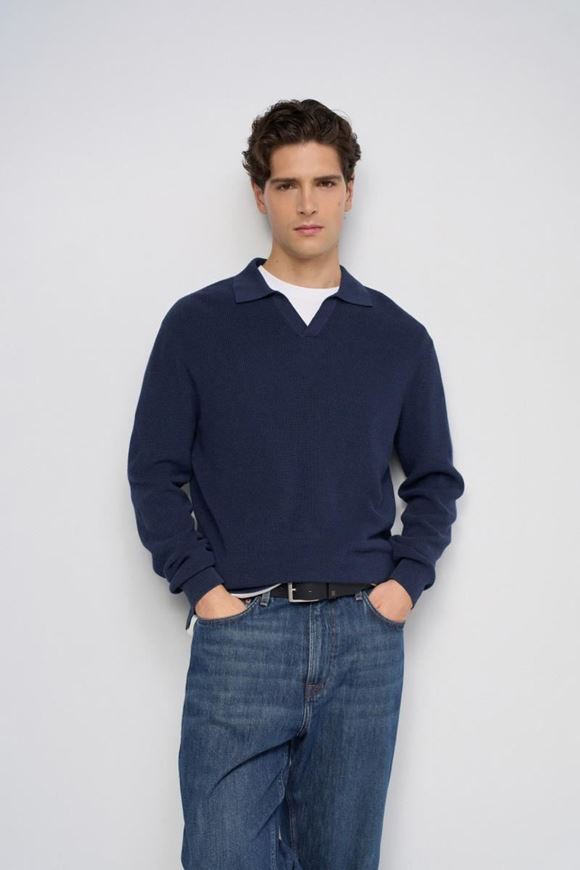 Foto de Jersey de punto cuello en V marino