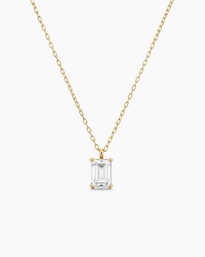 Foto de Gargantilla de oro amarillo 18kt y circonita en talla esmeralda