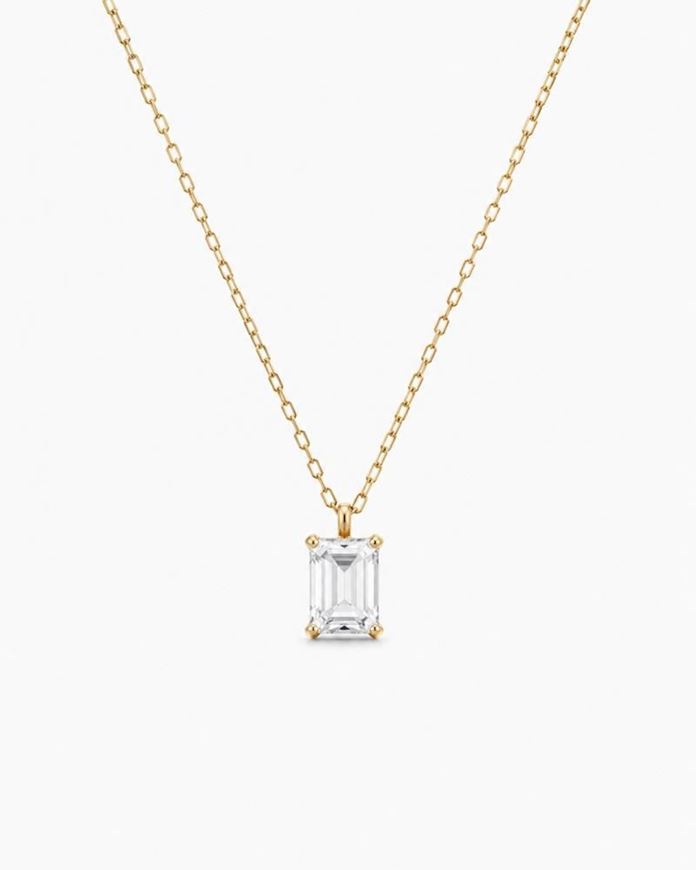 Foto de Gargantilla de oro amarillo 18kt y circonita en talla esmeralda