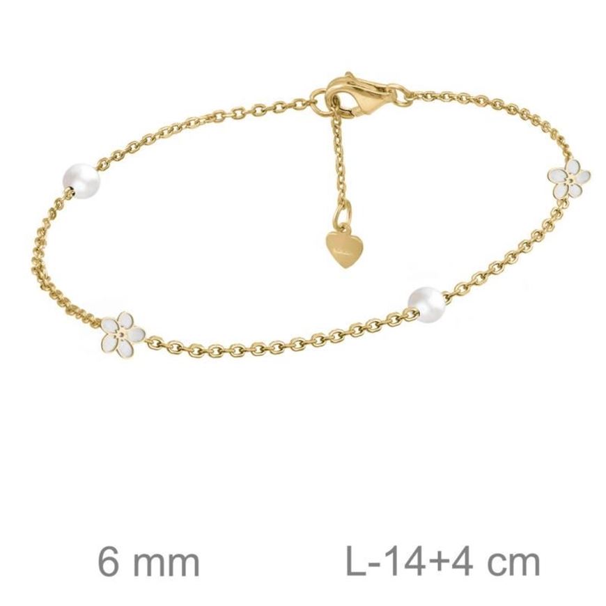 Foto de Pulsera de plata baño de oro flores nácar y perlas