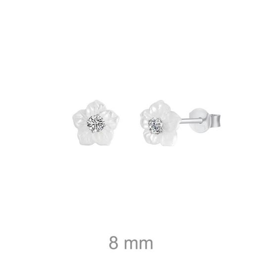 Picture of Pendientes de plata flor nácar con circonita