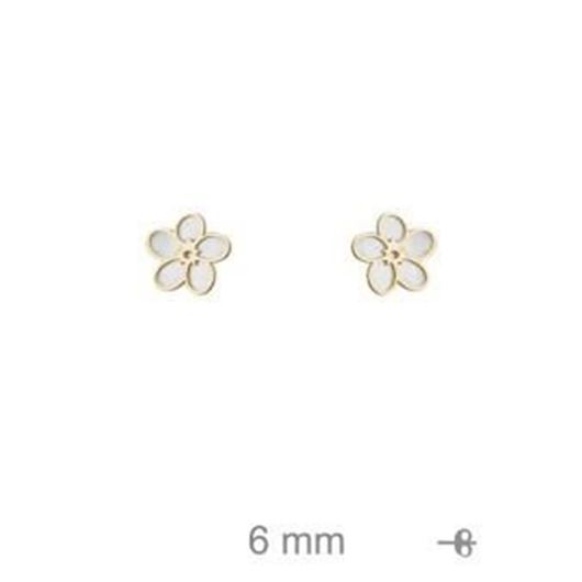 Picture of Pendientes de plata baño de oro flor con nácar
