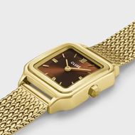 Foto de Reloj Gracieuse Petite de malla, color marrón y dorado