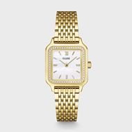 Foto de Reloj Gracieuse Petite de acero, perlas de cristal, color blanco y dorado