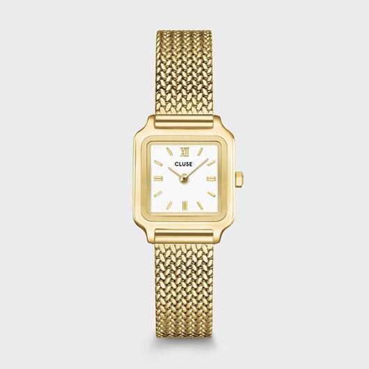 Foto de Reloj Gracieuse Mini de malla, blanco, color dorado