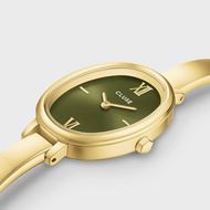 Foto de Reloj L'Ovale de acero, color oliva y dorado