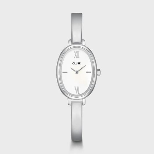 Foto de Reloj L'Ovale de acero, color blanco y plateado