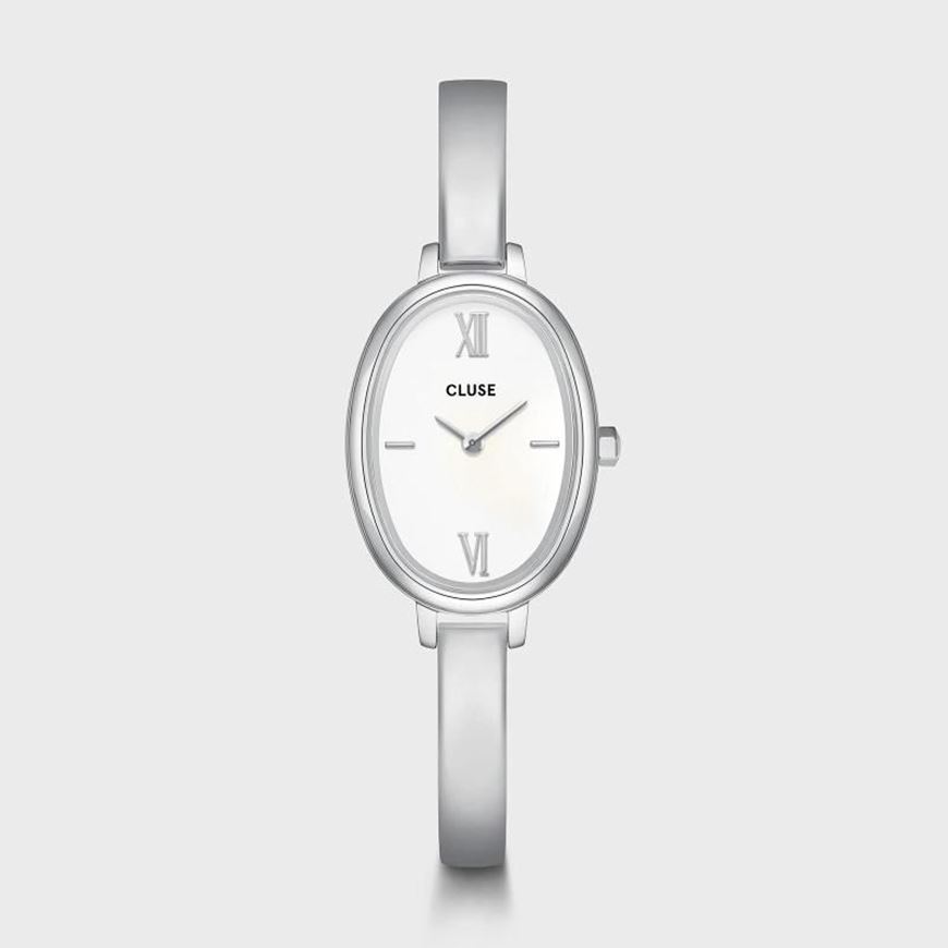 Foto de Reloj L'Ovale de acero, color blanco y plateado