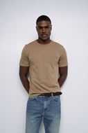 Foto de Camiseta de manga corta en punto tricotado beige oscuro