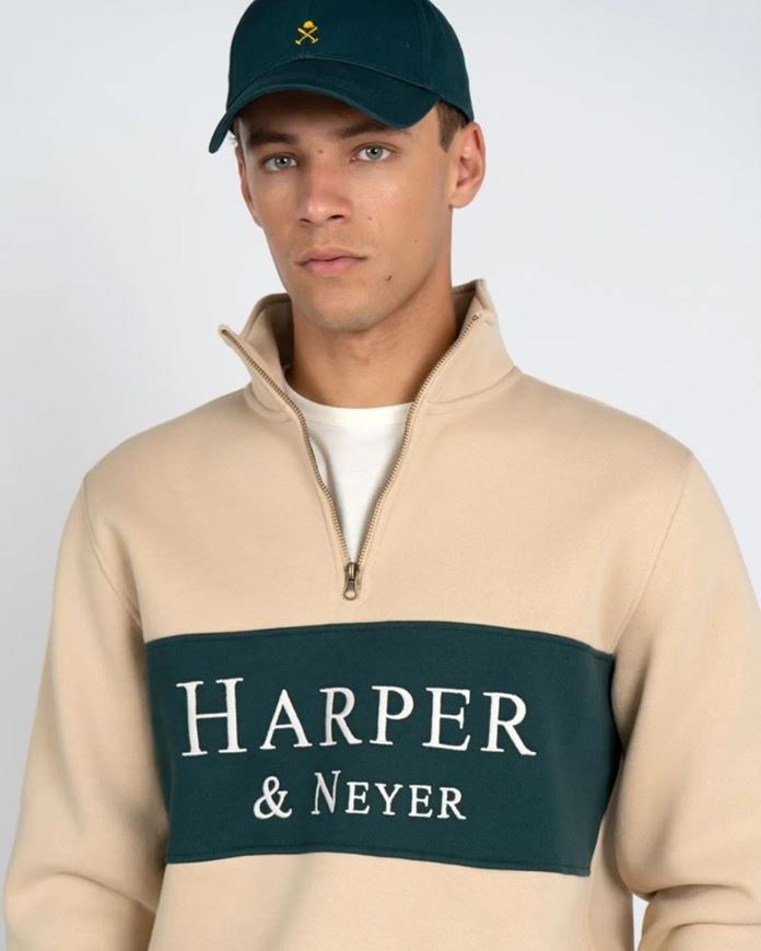 Foto de Sudadera half zipper Maryland arena y verde