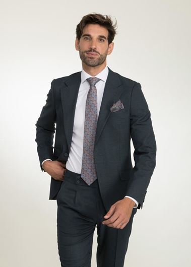 Foto de Traje Slim Fit tejido textura verde bosque